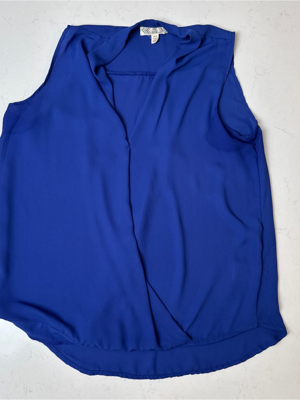 Pink Rose Sleeveless Draped V-Neck Camisole in Royal Blue